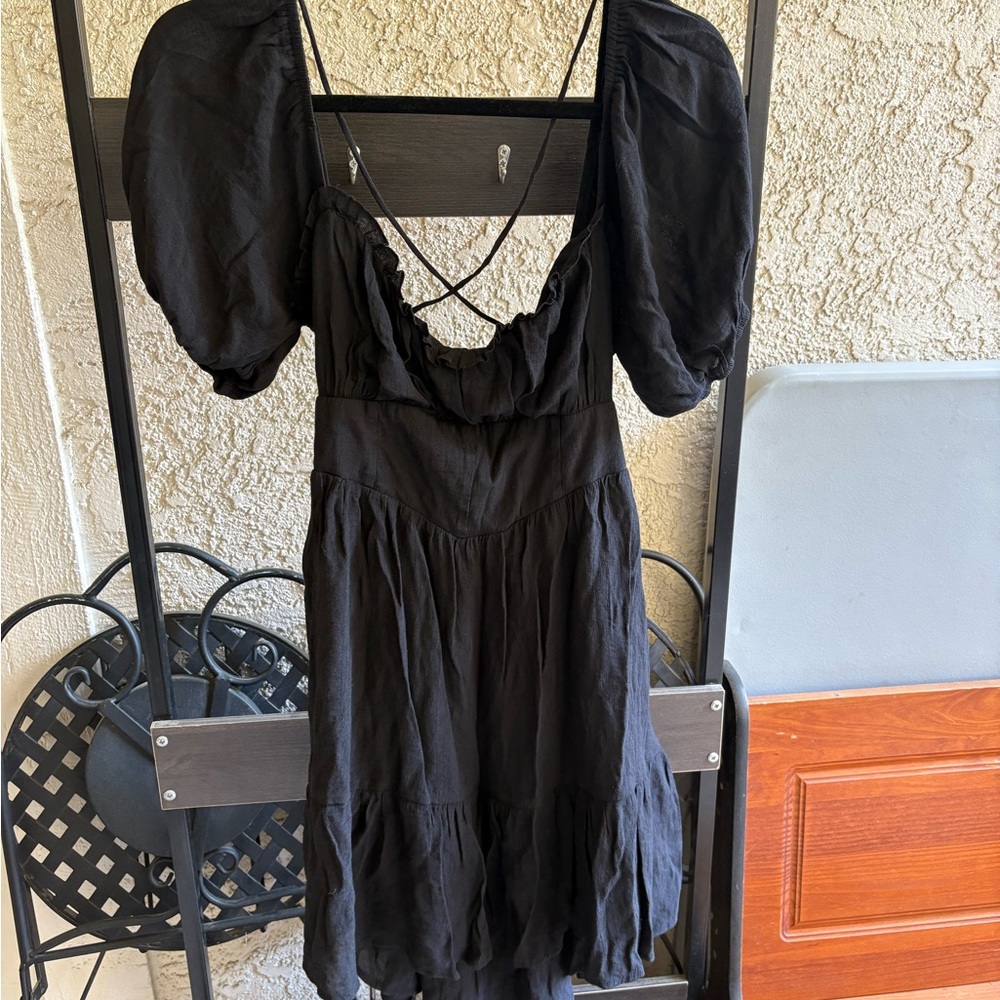 Elegant Black Puff Sleeve Dress